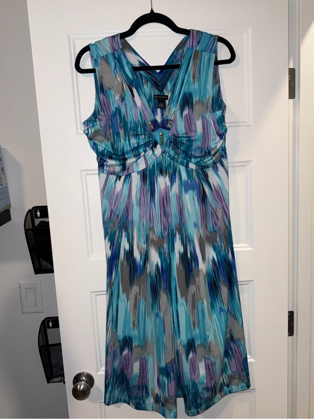 new directions Turquoise Blue Multi-Print Midi Dress